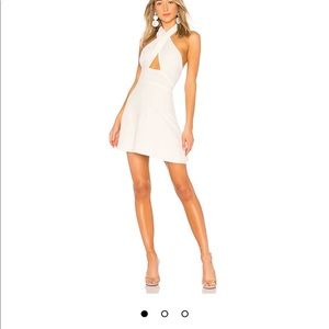 Ember halter fit & flare dress in white